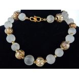 Pumkin Quartz & Gilt necklace approx 80cm, approx orbs 1.