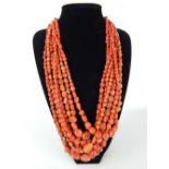 Seven strands coral necklace,