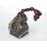 Chinese soapstone seal, with carved dragon finial, 7.