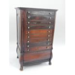 National Cash Register merchant's cabinet / multi drawer 'Wellington' mahogany chest,