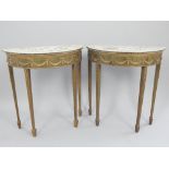 Pair of Regency period demi-lune side tables,