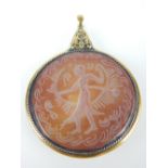 Cornelian Intaglio Persian white metal & brass mount 6.8cm dia.