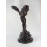After Charles Sykes, Sprit of Ecstasy, modelled in bronze with a stepped circular base,
