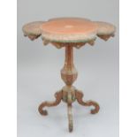 Continental early 19th C lamp table, possibly Maltese, quadrolobe top with micromosaic marquetry,