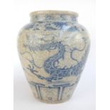 Chinese blue and white crackle glazed baluster vase,