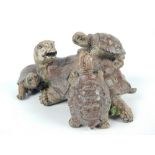 Austrian style cold painted bronze group, modelled as four tortoises,