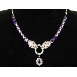 Amethyst and white metal necklace in the manner of Cartier,