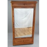 19th C Biedermeier armoire, satin walnut, rosewood inlaid bluebell and leaf decoration,