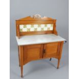 Edwardian walnut washstand,