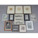 A selection of 12 collectable prints and drawings from 19th Century to 20th Century,