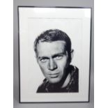 George Robertson, study of film actor `Steve McQueen Black and White, a contemporary photoprint,