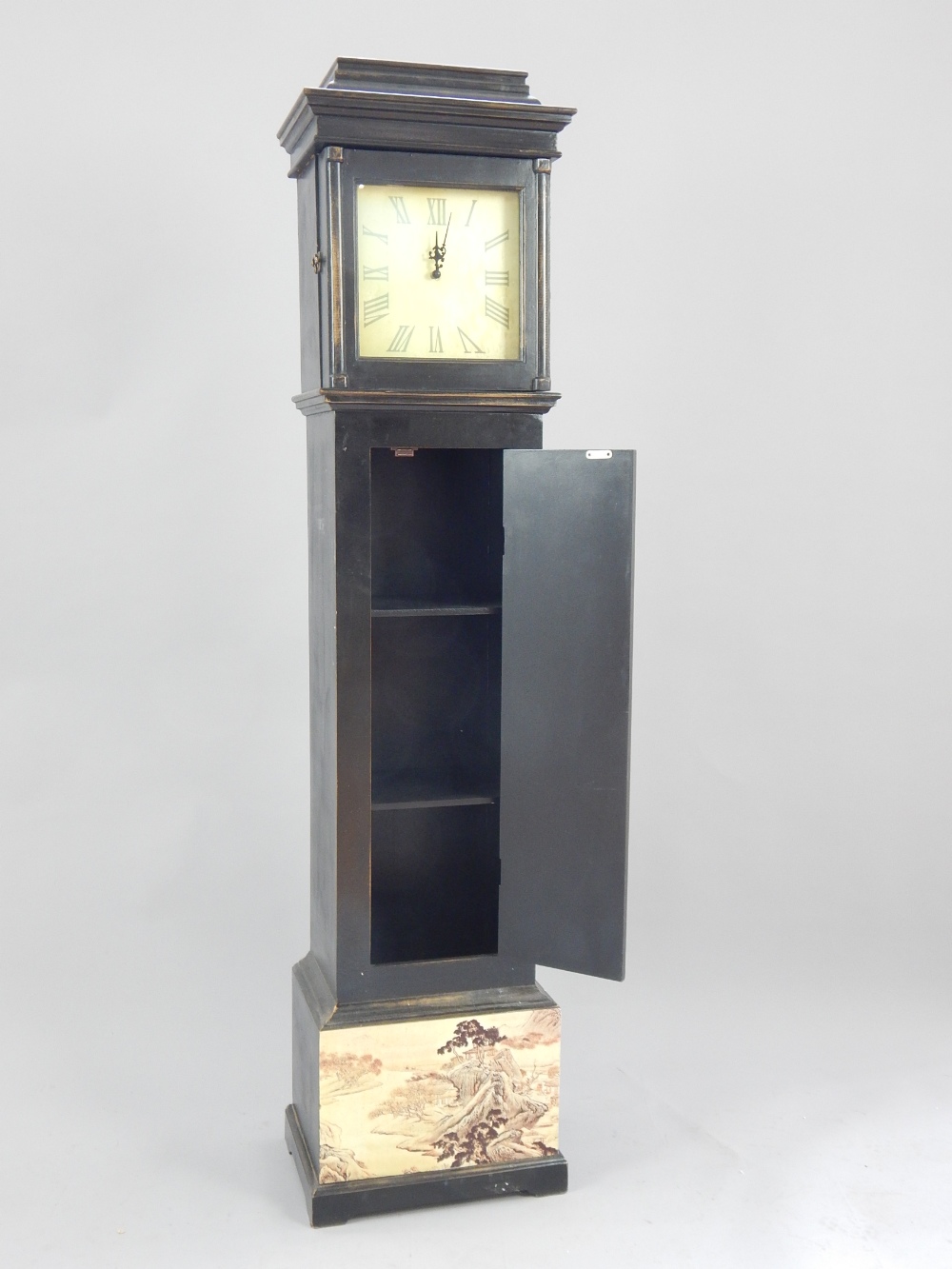 Contemporary grandmother clock with Oriental design decoration, 164cm h. - Image 2 of 2