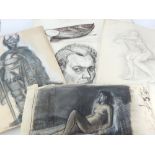 I Scarff, folio of sketches, mixed mediums, mainly nude studies,