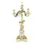 Meissen style candelabra in classical floral style, four arm five pot, 18th C,