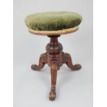 Victorian walnut adjustable piano stool,