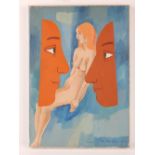 Margaret Ingram, British, 1930-2017, Portobello artist, modern nude portrait, oil,