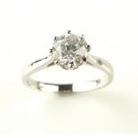 18ct white gold and diamond solitaire ring, diamond of approx 1.