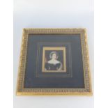 Unsigned British School, 19th C, portrait of a young lady with blue ribbon in her hair, watercolour,