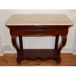 19th century continental mahogany and marble topped side table,