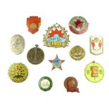 Enamel and other lapel and breast badges, Burma, China, Korea, celebration lantern of happiness,