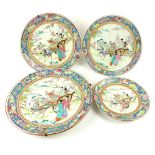 Graduated set of four late 19th century Japanese chargers, the centres decorated with an image of