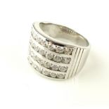 18ct white gold and diamond dress ring, four rows of round cut diamonds of approx.