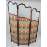 Edwardian mahogany framed asymmetrical three fold screen,