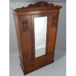 Edwardian walnut wardrobe,