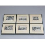 Six various framed 19th Century oriental engravings, 13x 19cm.