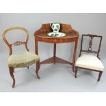 19th century mahogany corner washstand, with a gallery back, square legs joined by an undertier,