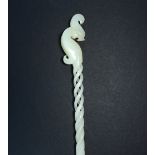 Chinese jade hair pin, phoenix finial, triple open twist body,