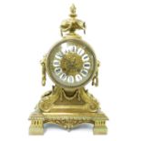 19th century French brass mantel clock, G.