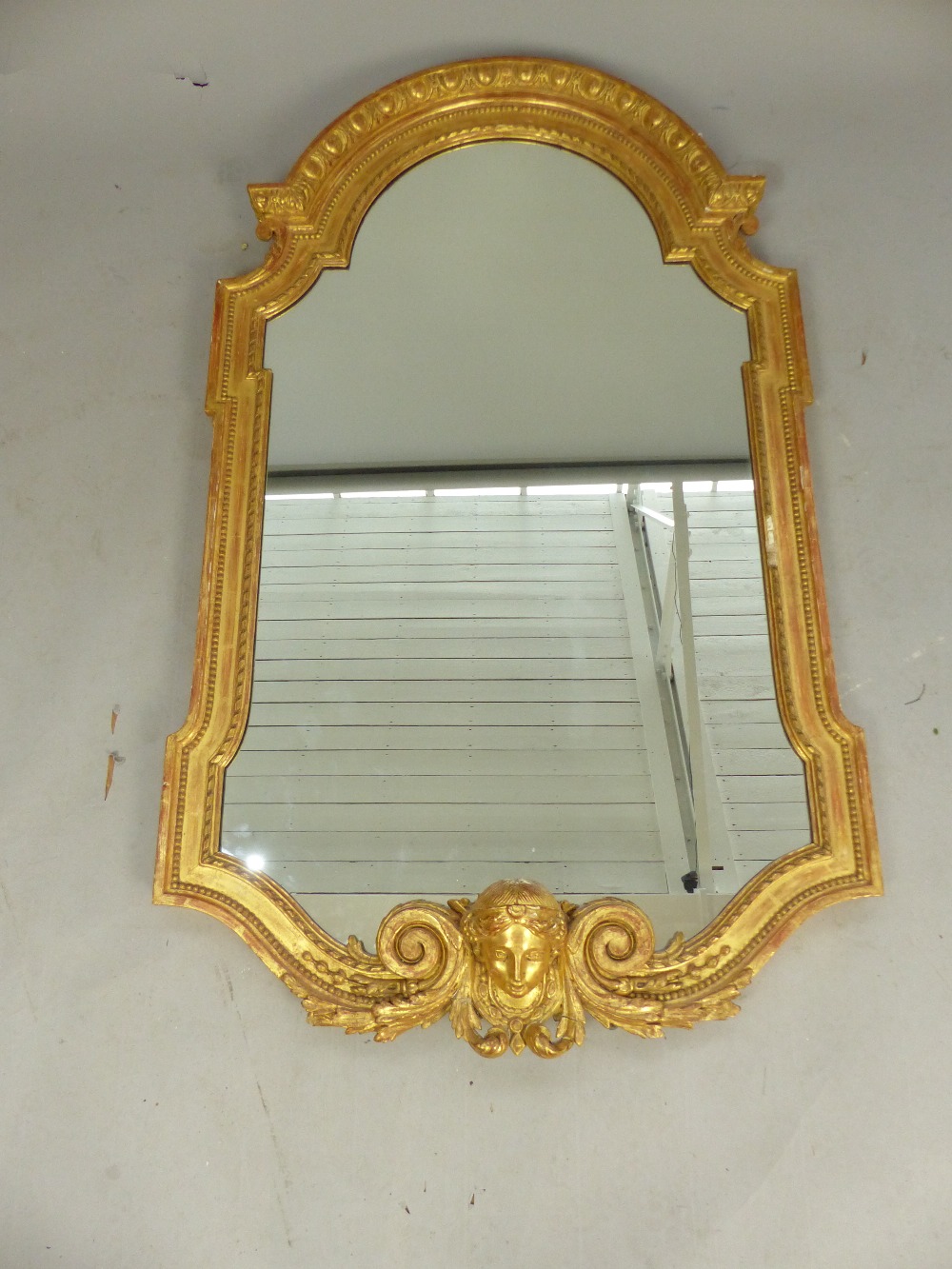 Large 19th century wall mirror in the manner of William Kent,