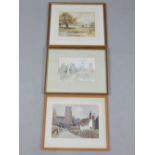 H Storer, 19th C, landscape with sunken boat, watercolour, 22 x 28cm, Coddenham,