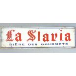 Mid 20th century French enamel advertising sign promoting beer, 'La Slavia - biere des goumets',