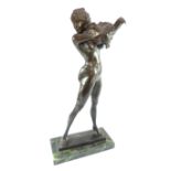 After Esaky, bronze study of a woman dressing, raised on a rectangular marble base,