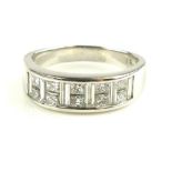 14ct white gold diamond band ring,