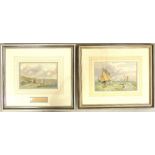 E A Stotbard, Sailing Vessels off the Coast, watercolour, signed and dated 1850 lower left,