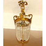 A gilt bronze and glass neo-classical Georgian chandelier, 50cm l overall.