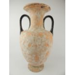 After the antique, an unglazed ceramics vase / urn, black painted handles, 40cm h