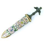 Late 19th early 20th century Chinese dagger, with a carved jade handle and cloisonne scabbard,