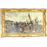 Manner of Alfred Wieruz-Kowalski (19th century), Cockle Pickers on a Beach, oil on canvas,