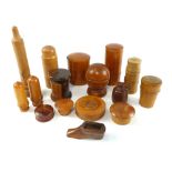 Collection of 19th treen, including tumbler and measuring cup boxes,