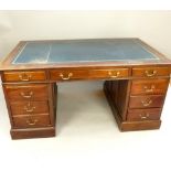 20th century mahogany pedestal partners desk,