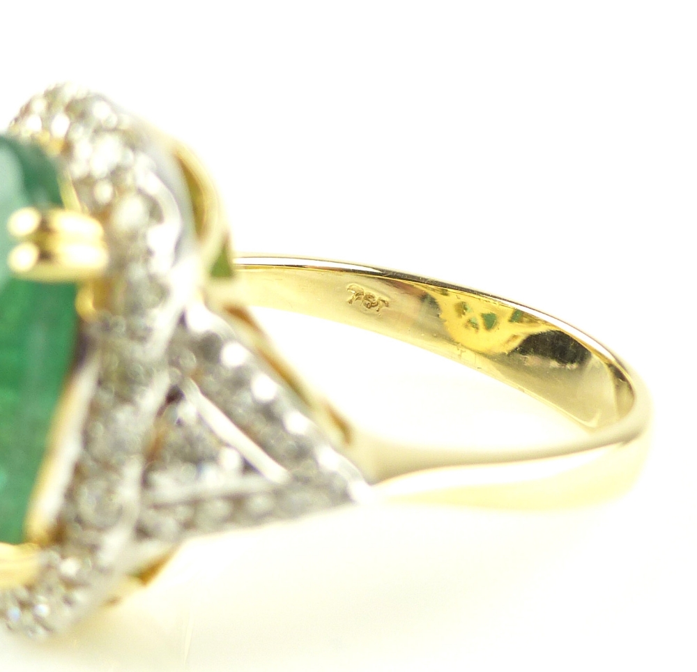 Emerald oval cut dress ring with a diamond surround, emerald of 6.93ct, diamonds 0. - Image 5 of 5