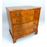 Georgian style chest of drawers, flame mahogany bowfront, four graduated drawers, bracket feet,