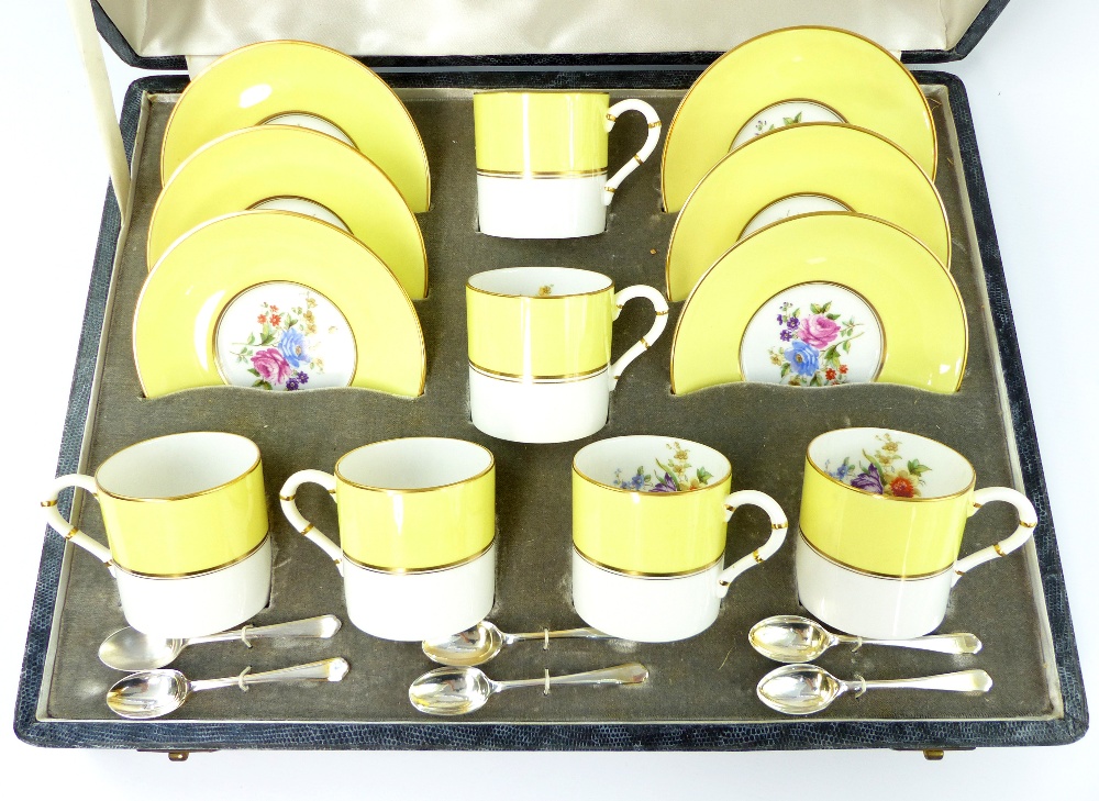 Royal Worcester porcelain coffee cups and saucers, pattern 'Miranda', - Image 2 of 2