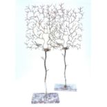 Pair of silvered candle shadow trees 69 cm h