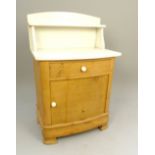 19th / 20th C wash stand, white marble top and splashback,