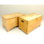 Two pine blanket boxes: bracket feet, 88cm w, and another with handles,